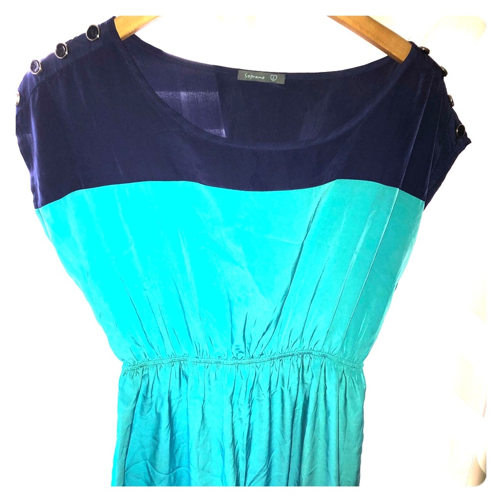 Soprano dress navy and aqua